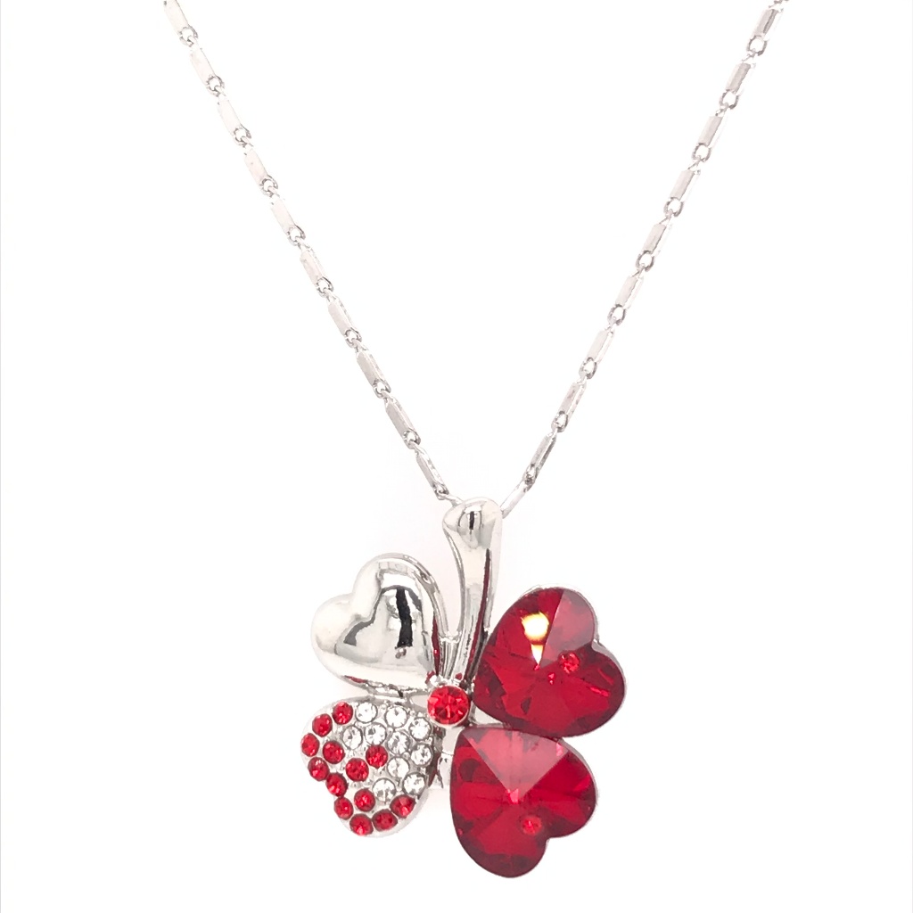 Shamrock Royal Red Hearts Swarovski Pendant